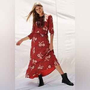 Zadig & Voltaire Remus Silk Floral Maxi Dress Red Size Large